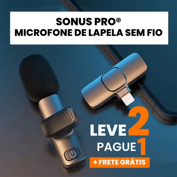 Microfone de lapela sem fio - SonusPro | LEVE 2 PAGUE 1